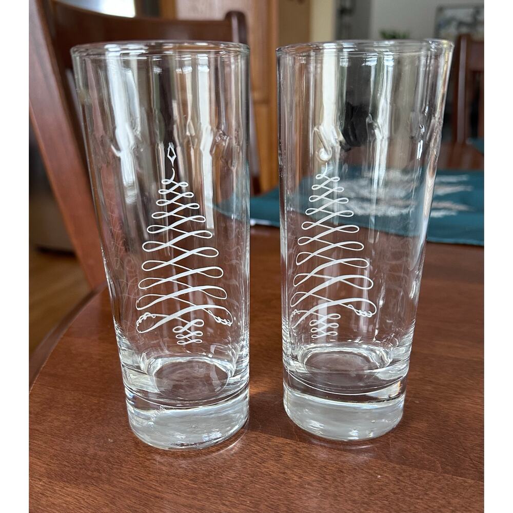 Vintage Jack Daniel's Christmas Tree Highball Glasses. Set of 2 EPC! 8oz.